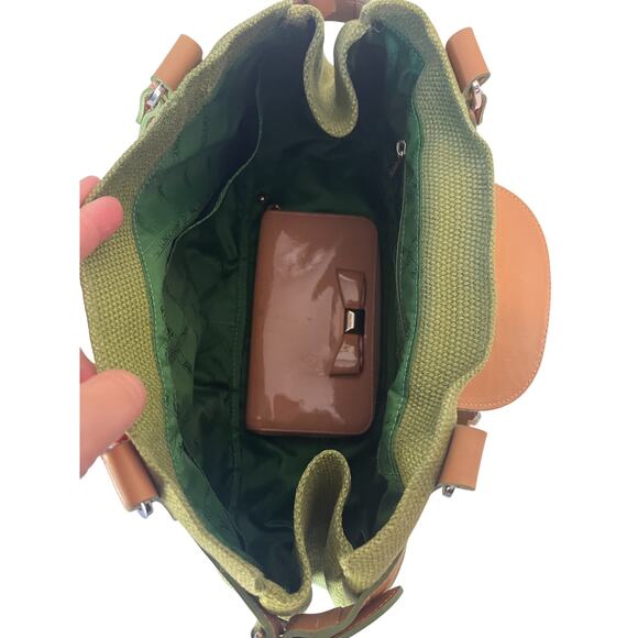 RARE Longchamp Idole Belted Green Floral Shoulder Bag Canvas Floral Vintage Y2K - Picture 10 of 11